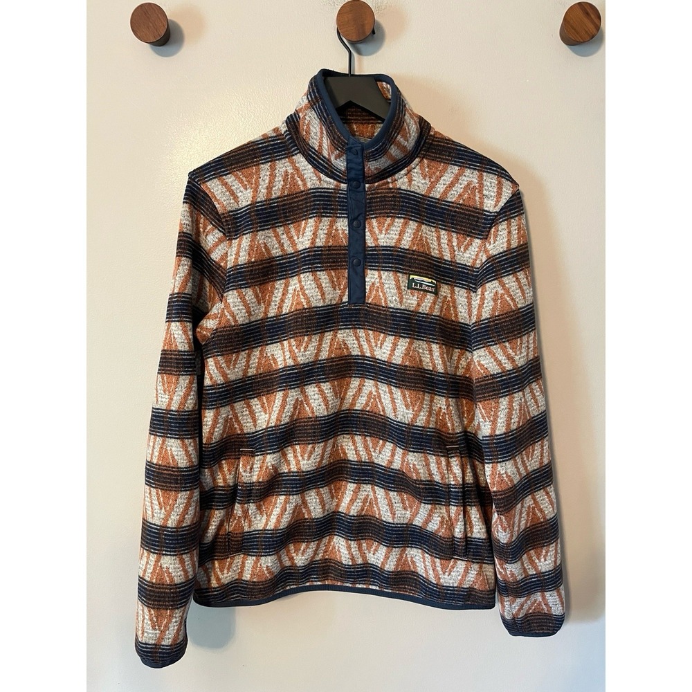 LL‎ Bean Sweater Fleece Pullover 1/4 Snap Slightly Fitted Men’s Large